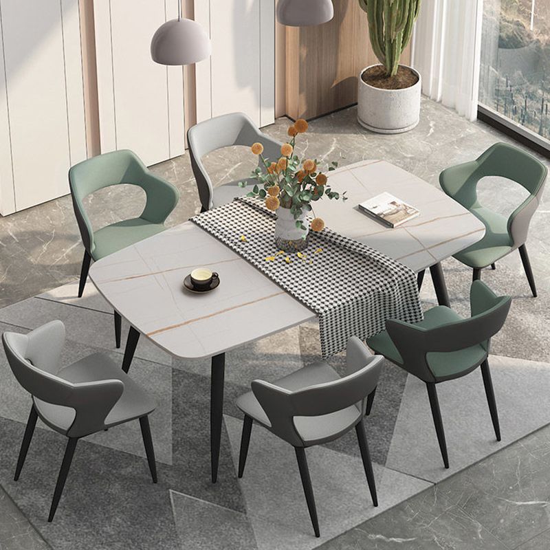 Metal Modern Indoor Side Chair with Arms Matte Finish Open Back Dining Chair