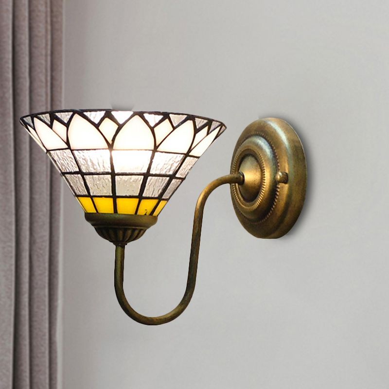 1 Head Wall Light Fixture Baroque Lotus Clear Dimple Glass Sconce Light for Hallway