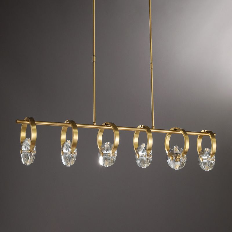 Contemporary Island Light Rings Crystal Island Lights in Gold for Kitchen