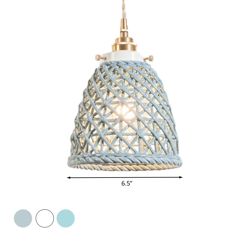 Contemporary Ceiling Pendant Light Dome Basket One Bulb Ceramics Hanging Light for Gallery