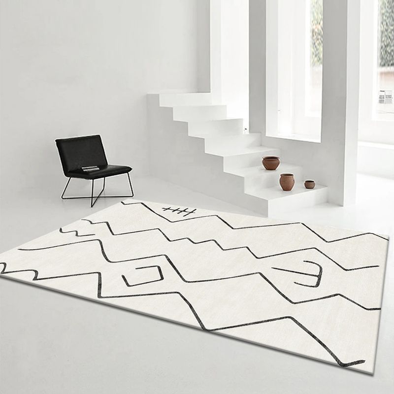 Apricot Modern Rug Blended Line Rug Non-Slip Backing Rug for Drawing Room