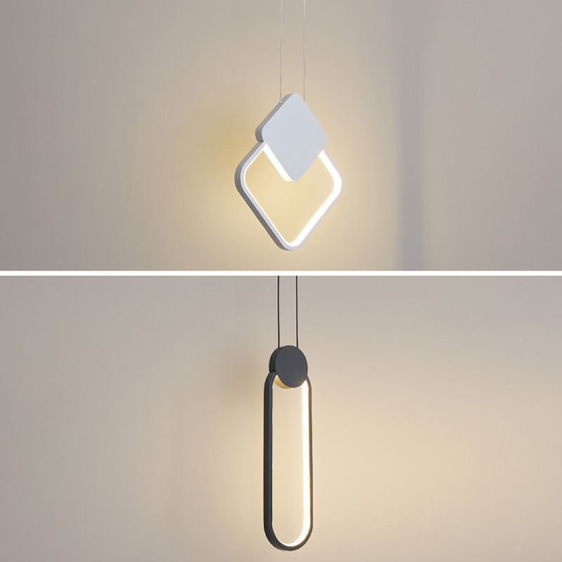 Modern Minimalist Style Cord Hung Hanging Pendant Lights Metal Ceiling Lamp in Black Finish for Bedroom