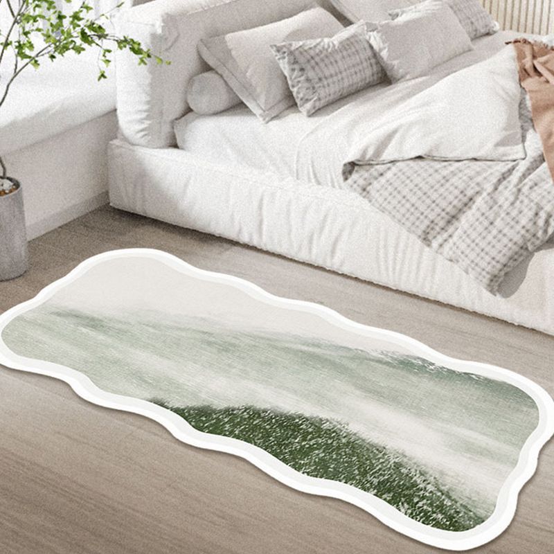 Light Green Simple Rug Polyester Graphic Rug Stain Resistant Rug for Home Decor