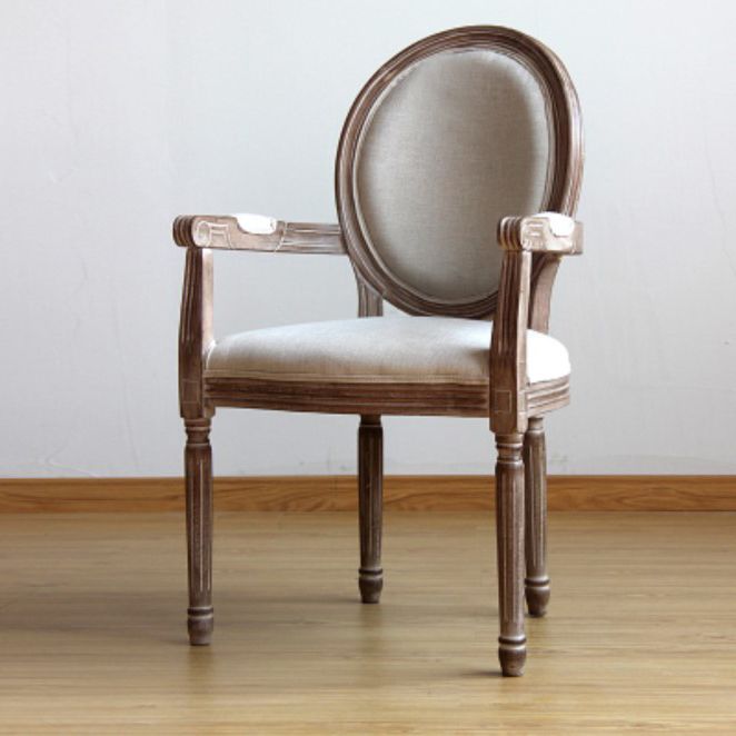 Country Style Dining Arm Chair King Louis Back Side Chair with Wood Legs for Home Use