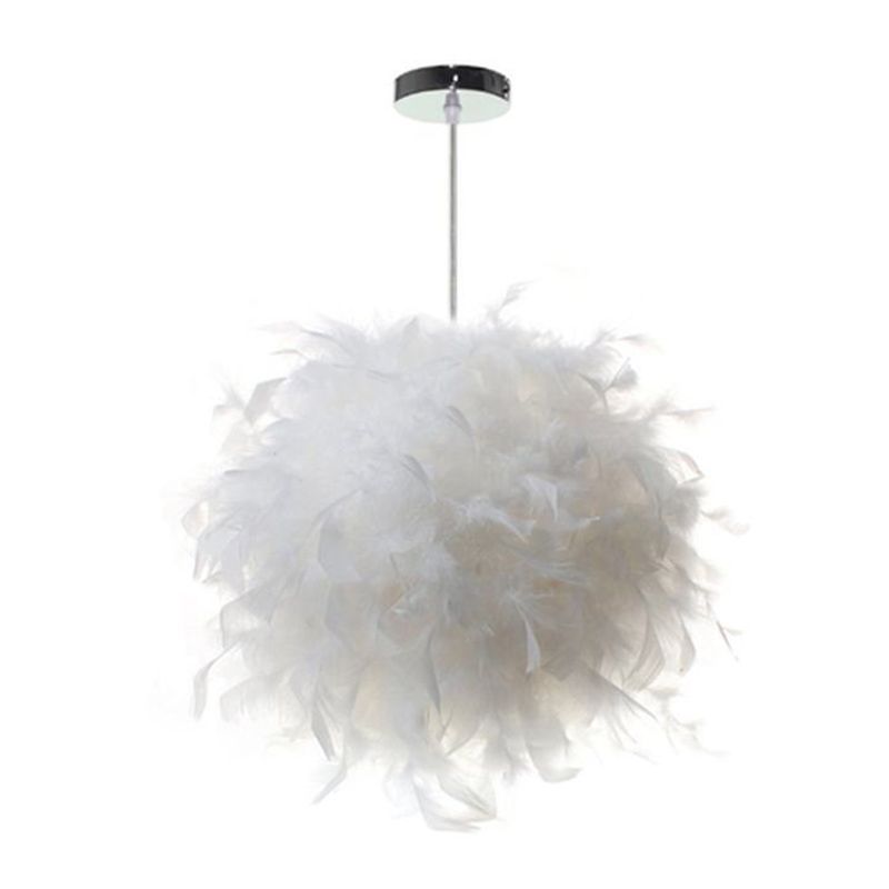 Feather Shaded Suspension Pendant Minimalist 1 Head White Hanging Lamp for Dining Room