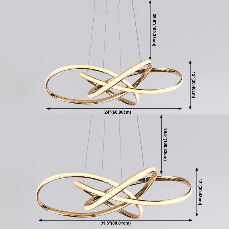 Acrylgold -LED -Anhänger Licht im modernen präzisen Stil Eisen linearer Kronleuchter für Innenräume