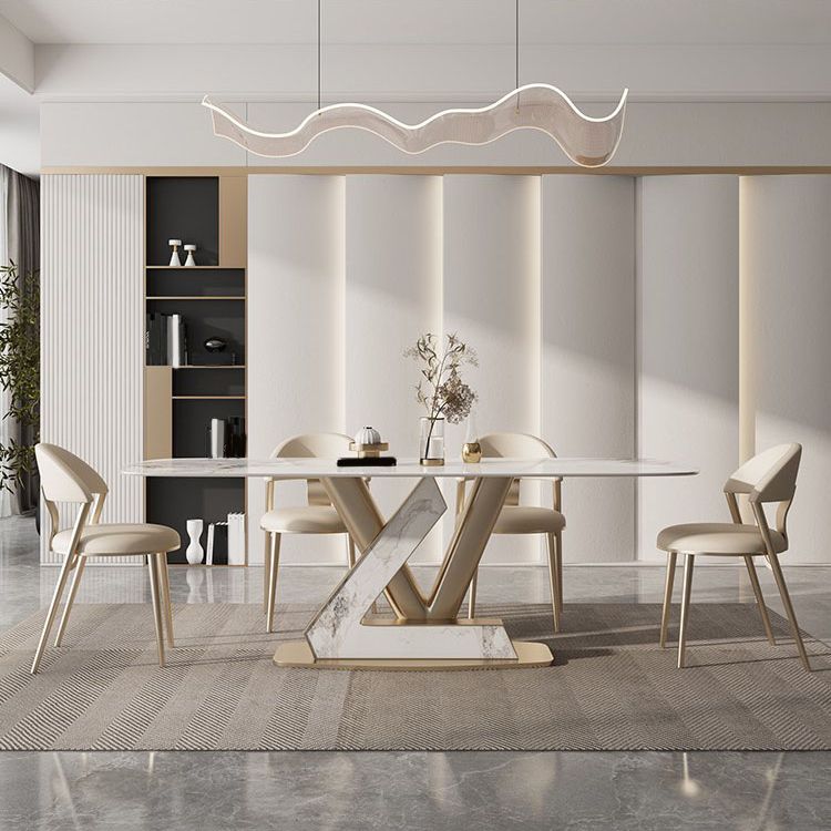 Nordic Glam Sintered Stone Rectangle Table Set 1/4/5/6/7/9 Pieces Dining Set