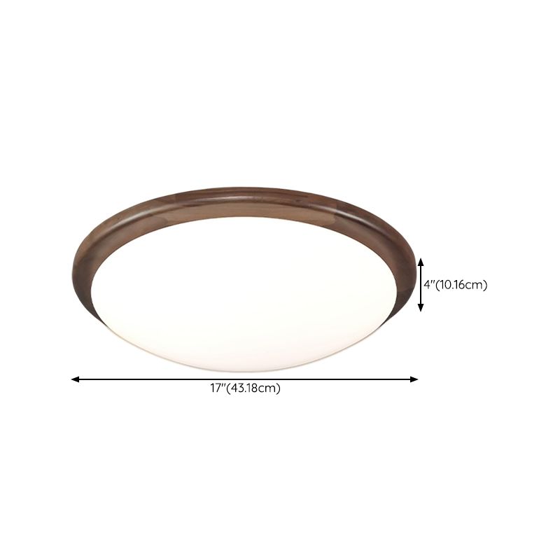 Modern Wood LED Flush Mount Circle Shape Ceiling Light with Acrylic Shade for Living Room