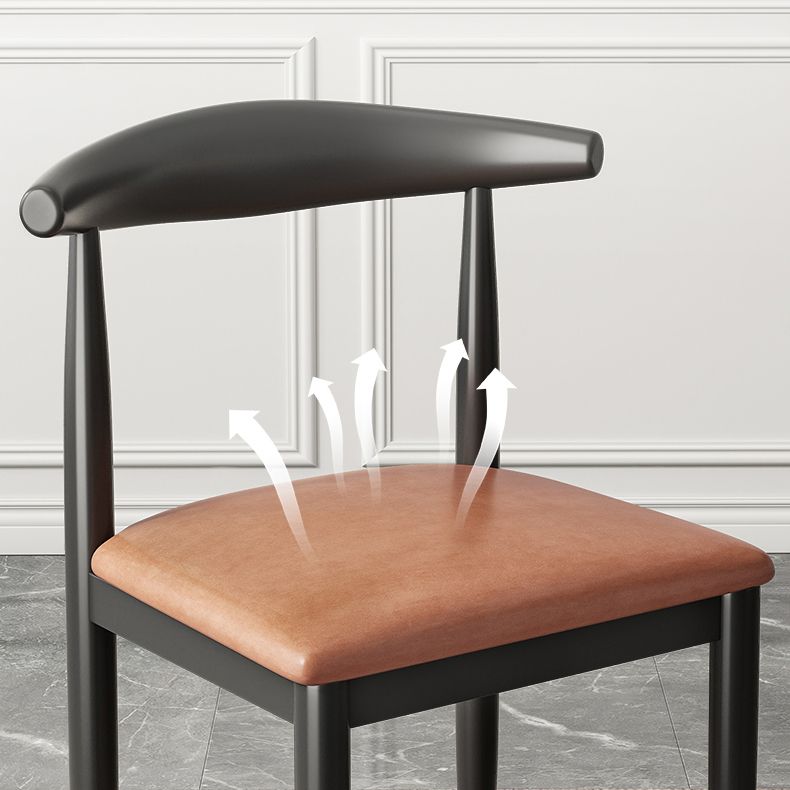 Contemporary Metal Side Chair Restaurant Armless Cow Horn Open Back Dining Side Chair