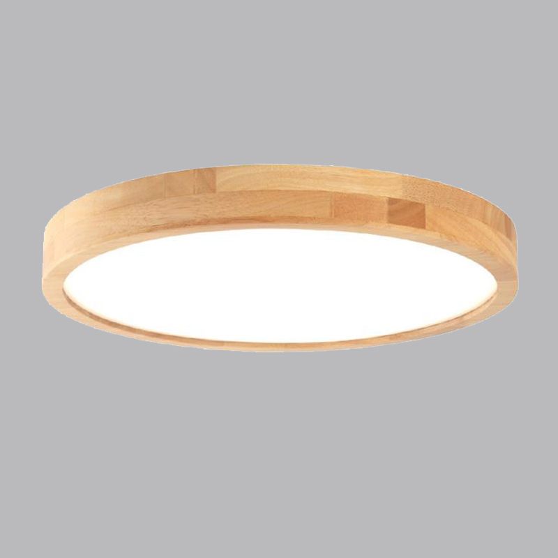 Modern Simplicity LED Ceiling Light Circular Wooden Flush Mount for Living Room