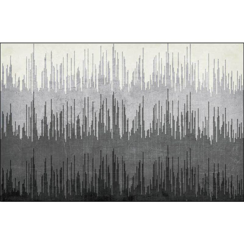 Modern Living Room Rug Grey Abstract Color Block Line Pattern Rug Polyester Washable Area Rug