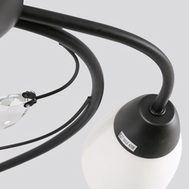 Black Flush Mounted Lamp Simple Style Glass Cone Ceiling Light Fixture