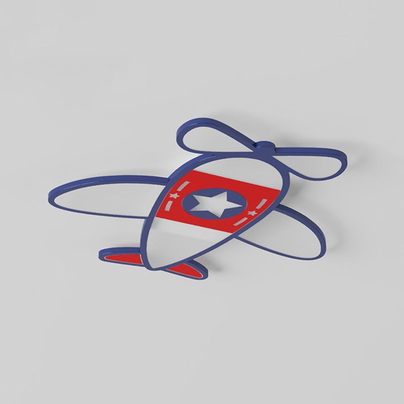 Airplane Metal Cartoon Flush Mount LED 1-Light Flush Light Fixture for Children Bedroom