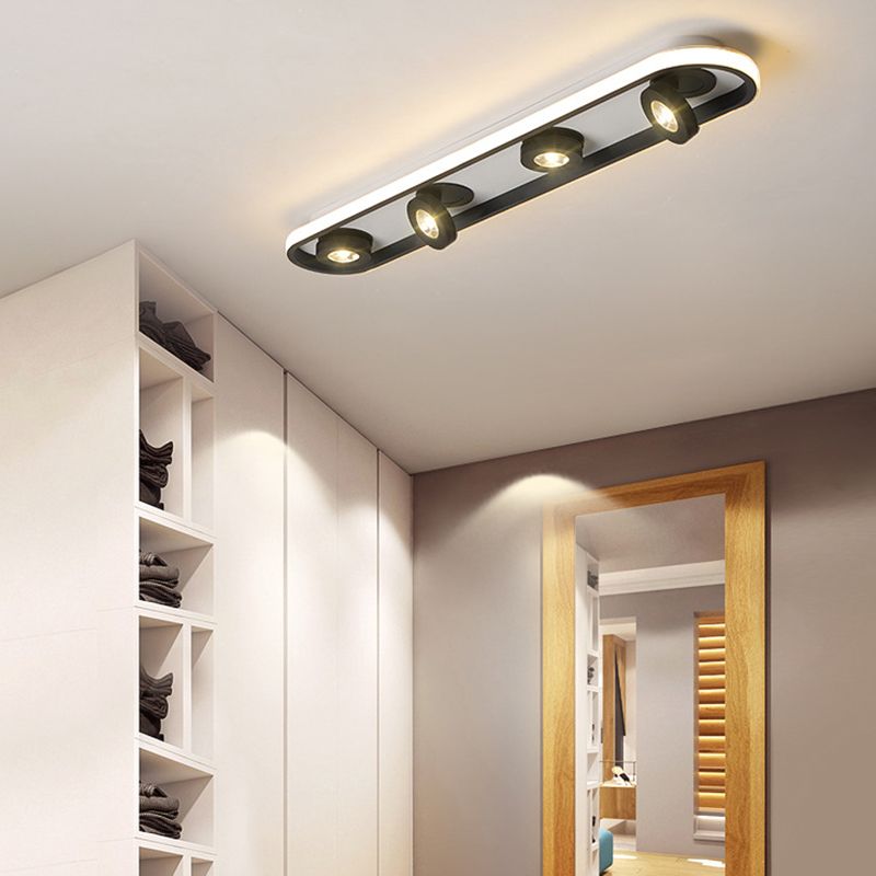 Rectangular Flush Lighting Modern Acrylic 4/6/8 Lights Black Flush Ceiling Lamp in Warm/White Light for Living Room