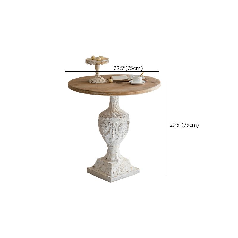 Solid Wood Pedestal Round Rustic Distressed Living Room End Table
