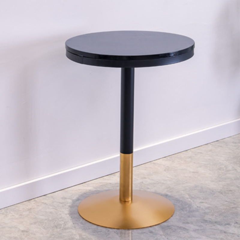 1/3/4 Pieces Glam Iron Bar Table Set Round Bistro Set with Black Faux Marble Top