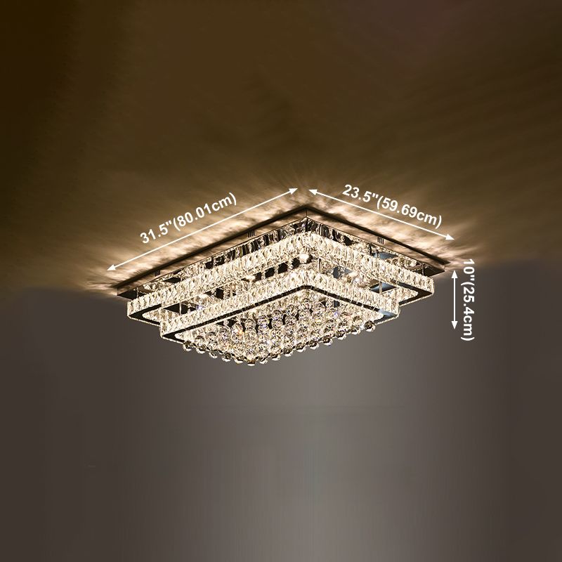 Lampade da incasso in metallo argentato Lampade da soffitto moderne per camera da letto quadrata con paralume in cristallo