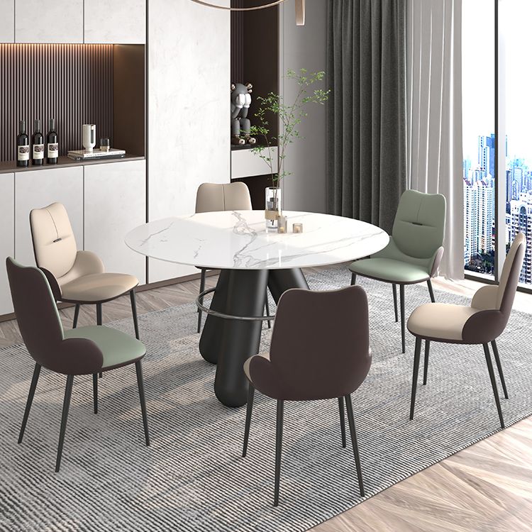 Chaises de salle à manger contemporaines en métal, chaises sans bras en cuir PU pour usage domestique