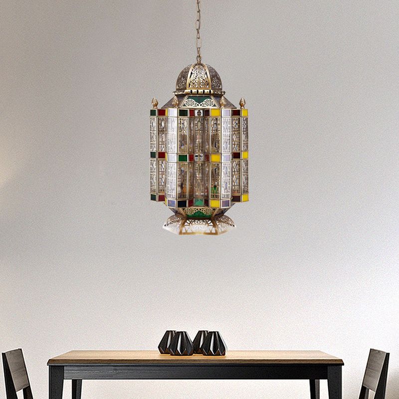 Geometric Restaurant Hanging Pendant Art Deco Metal 6-Light Brass Chandelier Lighting Fixture