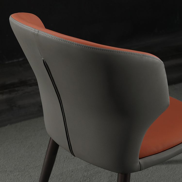 Modern Restaurant Leather Side Chair Matte Finish Wingback Dining Chair