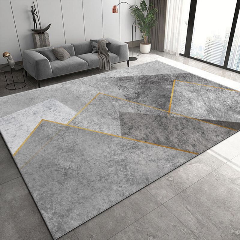 Modern Graphic Pattern Rug Polyester Carpet Pet Friendly Indoor Rug for Home Decoration