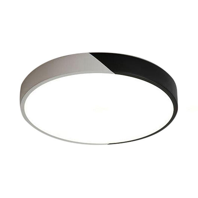 Lámpara empotrada redonda de 9 "/12"/16 "de diámetro, accesorio de techo LED Macaron de acrílico y Metal gris/amarillo/azul para dormitorio