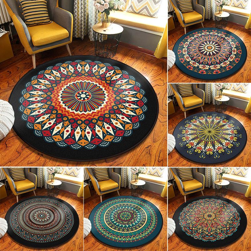 Dekorativer Kaleidoskop-Teppich, mehrfarbig, türkischer Teppich, Polyester, waschbar, schmutzabweisend, rutschfeste Rückseite, Teppich für Wohnzimmer