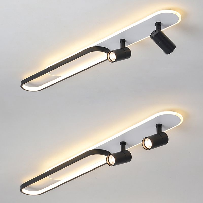 Lámpara de techo de metal de estilo conciso y moderno con montaje semi empotrado LED acrílico oblongo para pasillo