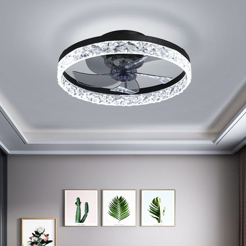 Modern Concise LED Ceiling Light Lacquered Iron Circular Ceiling Fans with Acrylic Shade