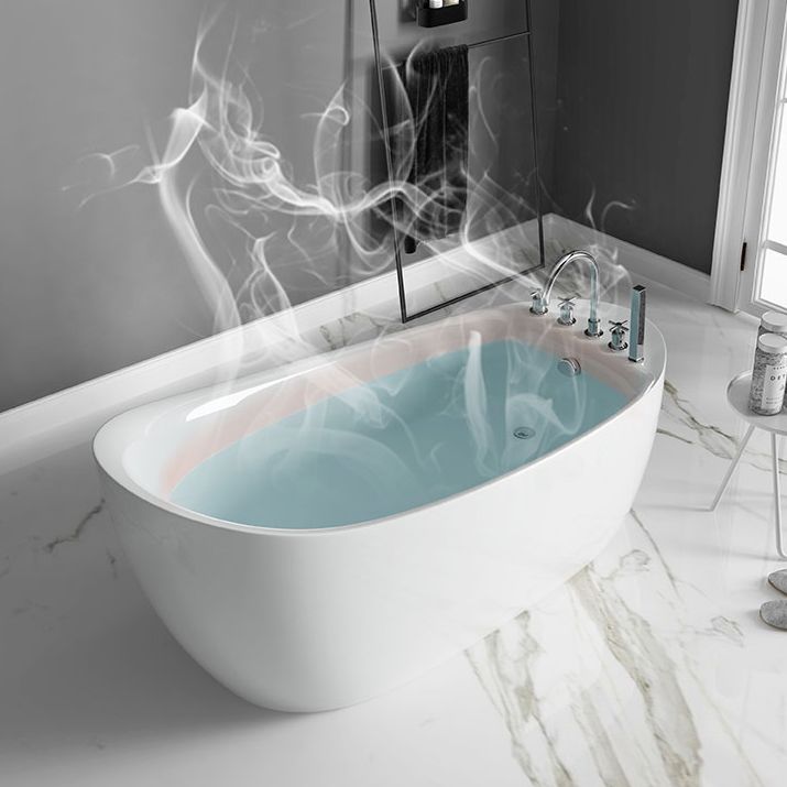 Freestanding Oval Bath Tub Modern Acrylic-Fiberglass Soaking Bathtub