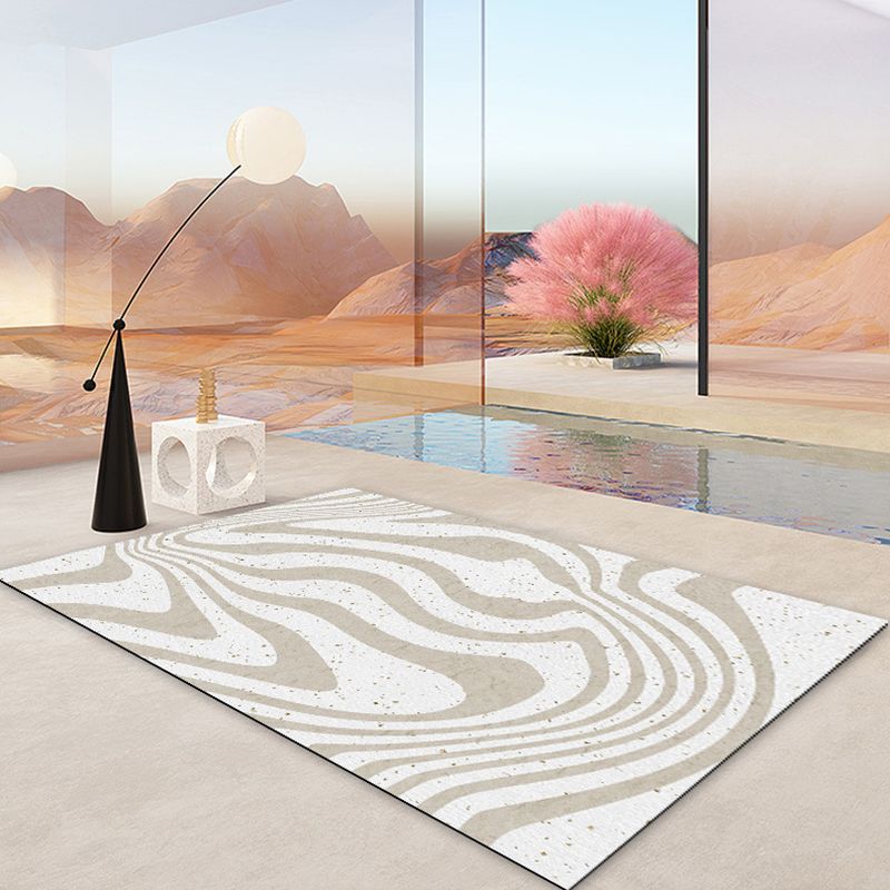 Artistic Color Stripe Print Rug Polyester Indoor Rug Non-slip Carpet for Living Room and Bedroom