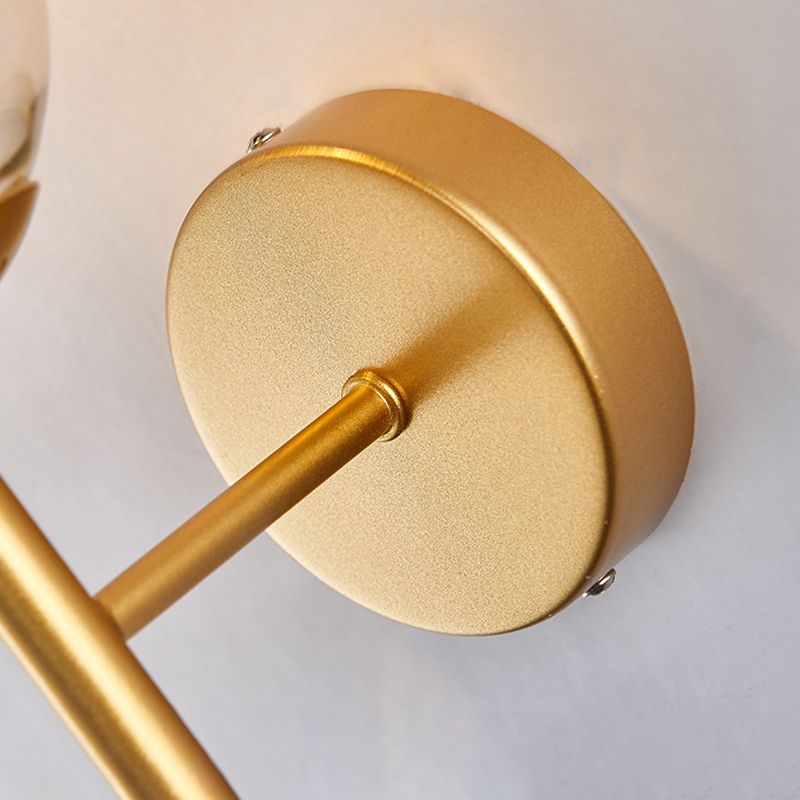 Glass Globe Wall Sconce in Modern Simplicity Wrought Iron Wall Lamp for Interior Spaces