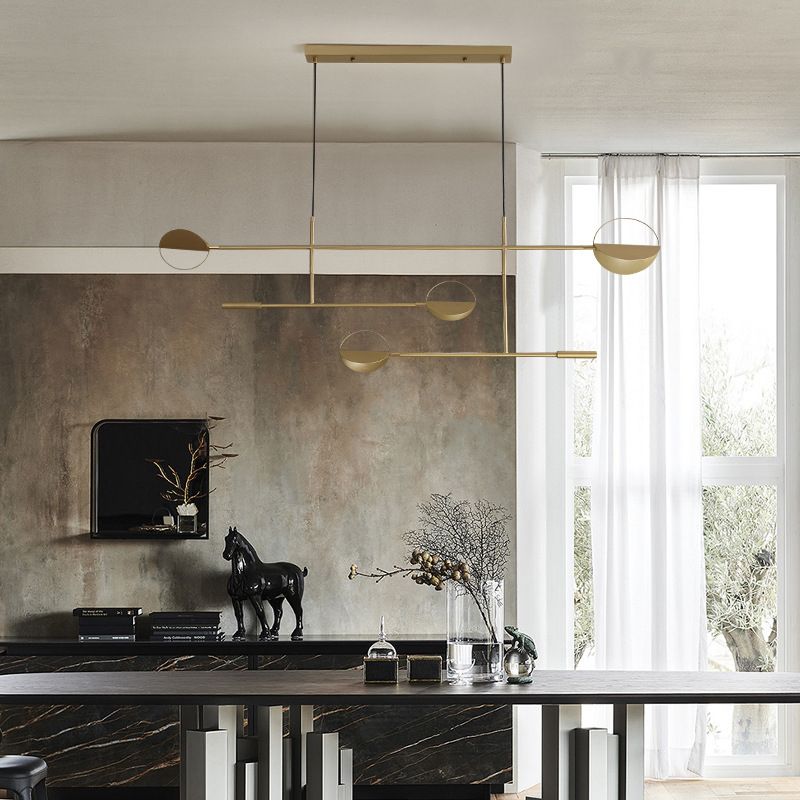 4-Light Golden/Black Island Lighting Modern Unique LED Ceiling Light for Dining Room