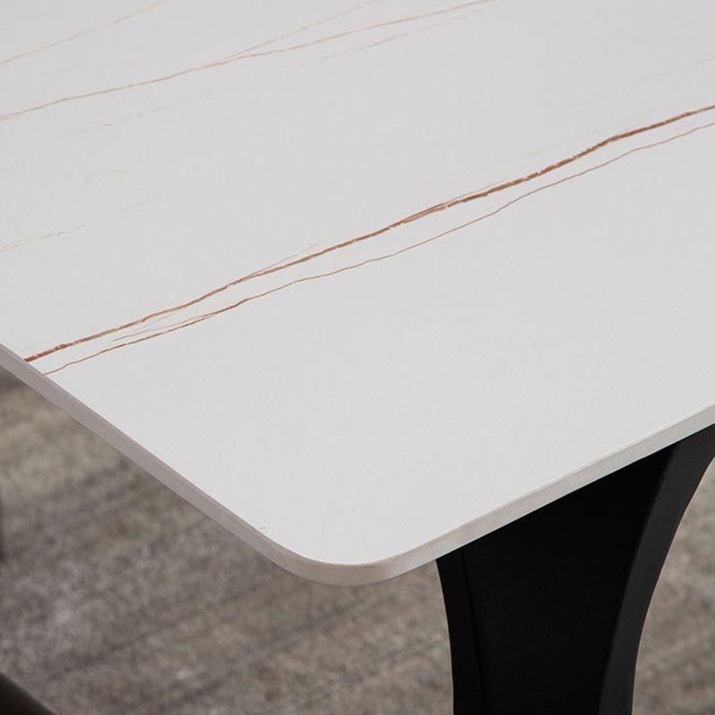 Stone Top Dining Table Modern Rectangle Dining Table with 4 Legs