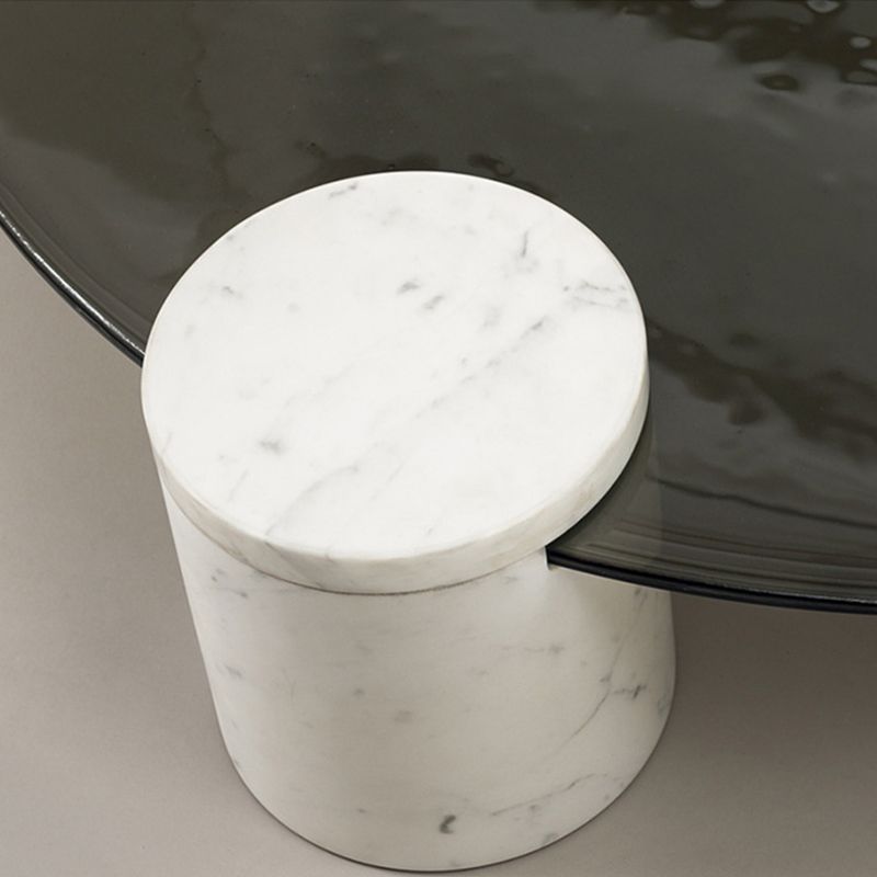 1 Single Modern Glass/marble Coffee Table Round Cocktail Table