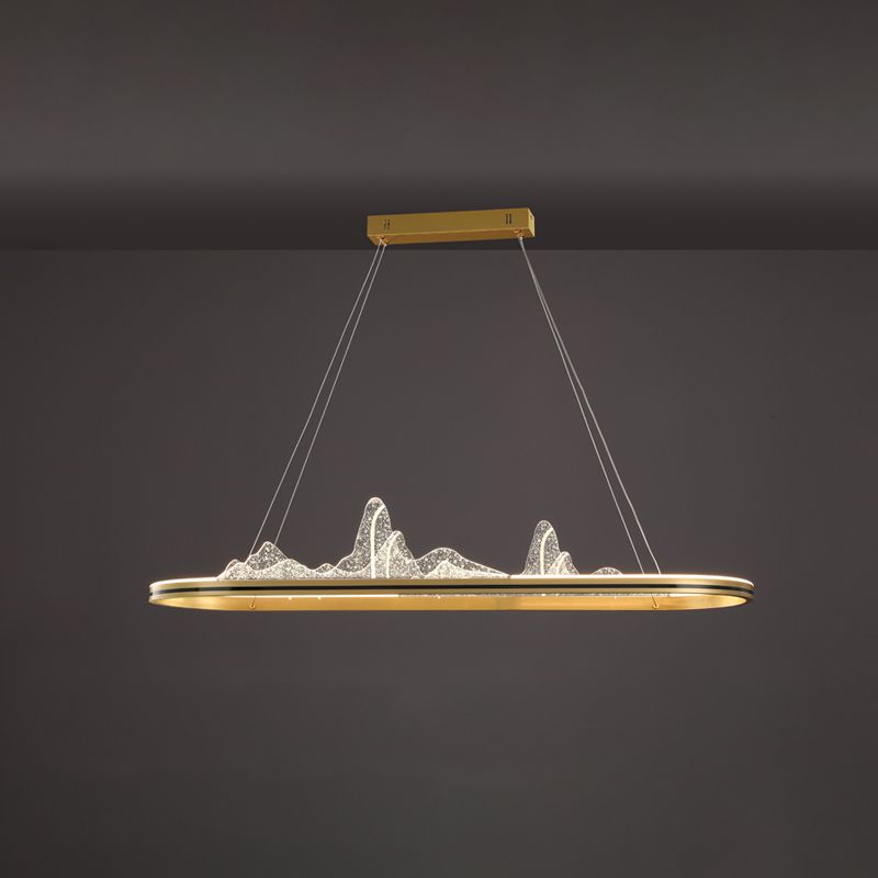 Contemporary Oval Island Lighting Metal 1 Light Island Light Fixture for Kitchen