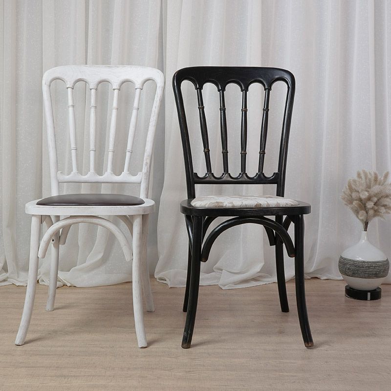 Wood Farmhouse Restaurant Side Chair Slat Back Vintage Tone Dining Chair