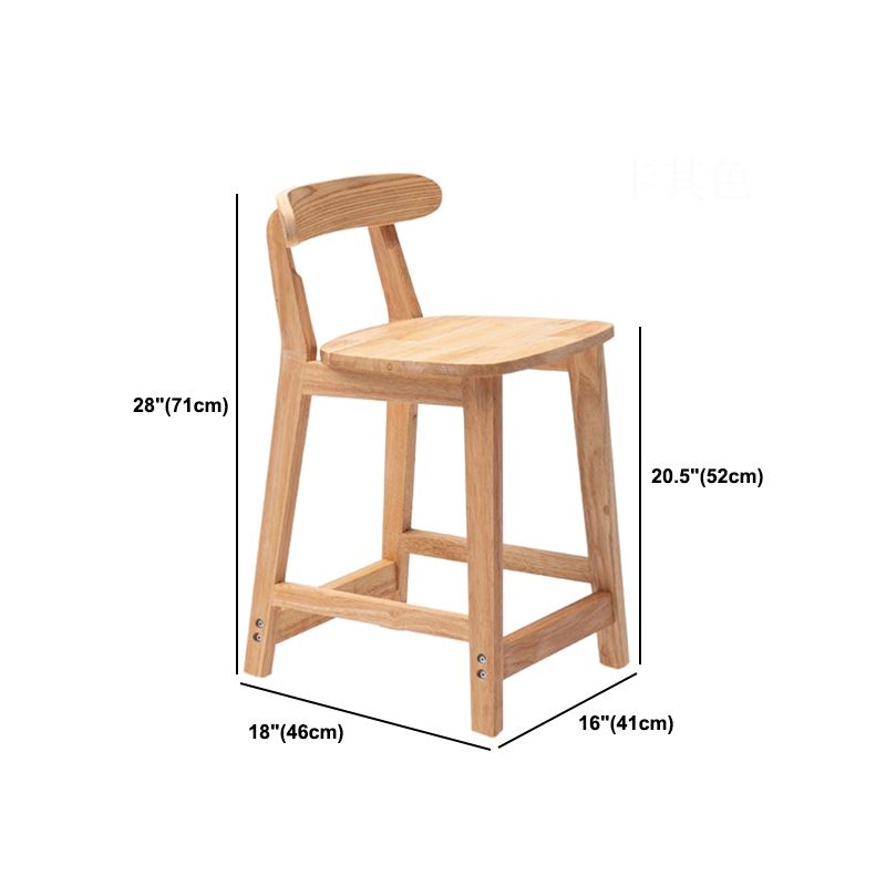 Solid Wood Low Back Bar Stool Modern Indoor Bar Chair with Footrest