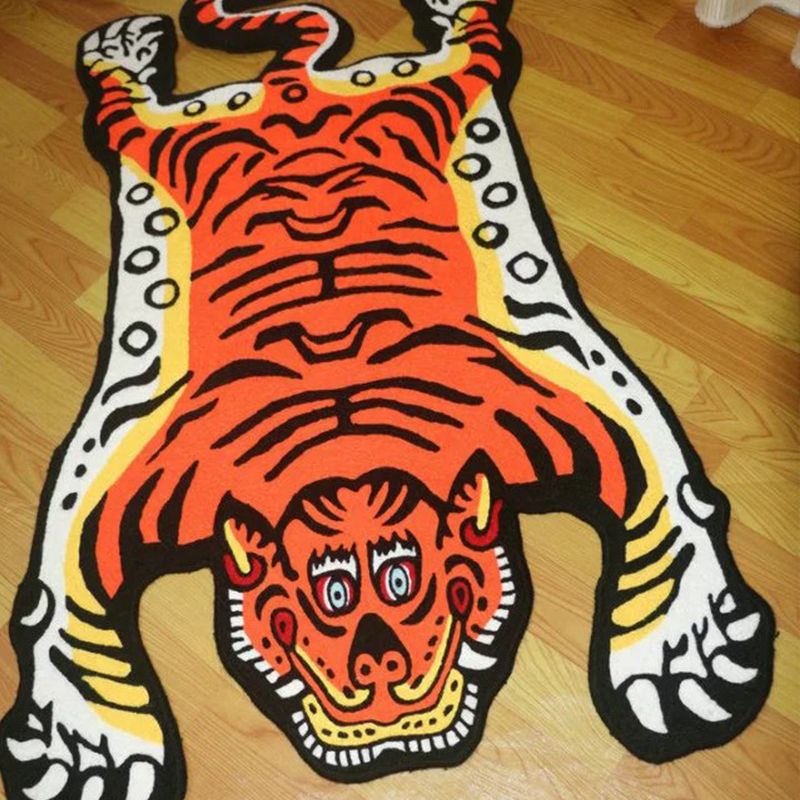 Irregular Shape Tiger Skin Rug Multi Colored Creative Indoor Rug Acrylic Anti-Slip Pet Friendly Rug for Decor