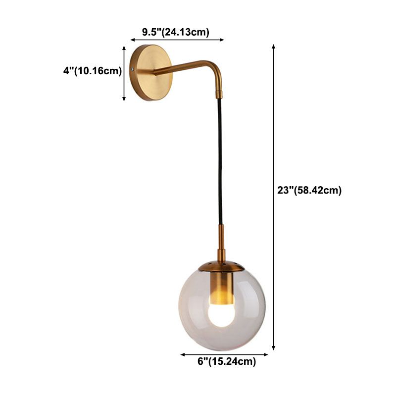 Modern Wall Lamp Household Wall Mount Lighting in Glass Ball Shade for Sitting Room
