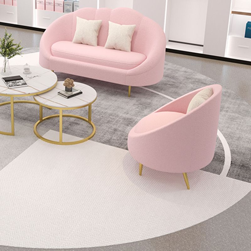 Velvet Contemporary Curved Sofa Sloped Arm Sofa for Living Room