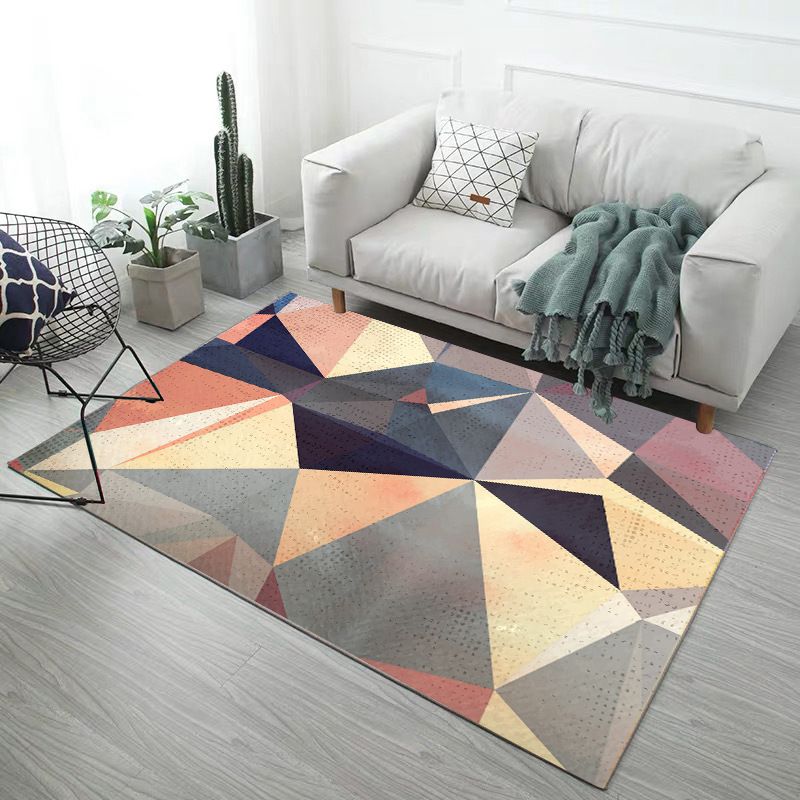 Modern Geometry Rug Polyester Rug Stain Resistant Carpet for Home Decor