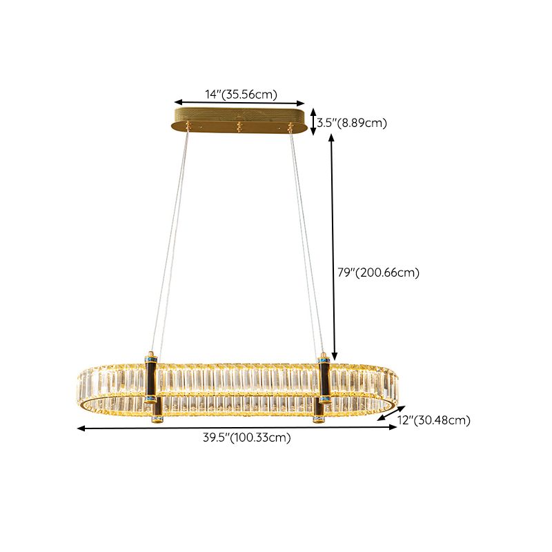 Contemporary Island Light Fixtures Oval Hanging Lamp with Crystal for Dining Room