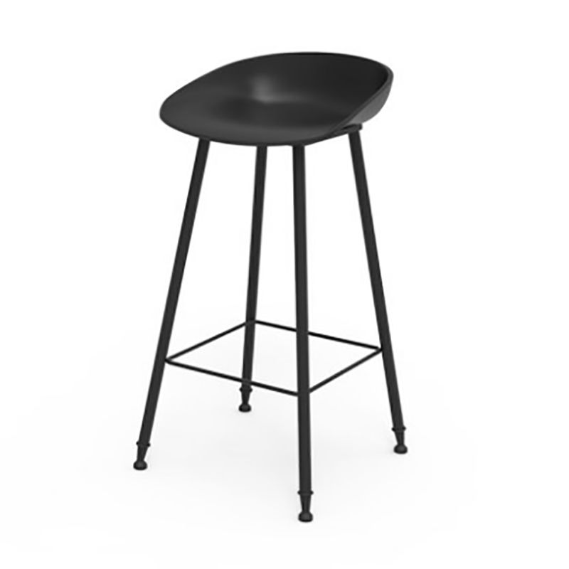 Contemporary Metal Base Indoor Stool PP Plastic Low Back Bar Stool