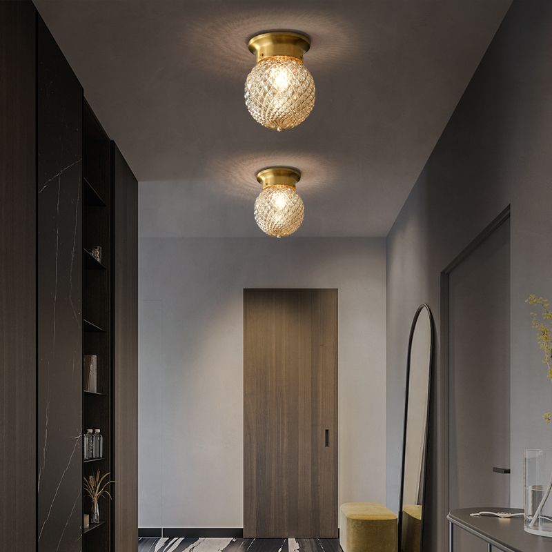 Plafonnier géométrique en verre et Bronze, Style créatif moderne, en cuivre, pour couloir