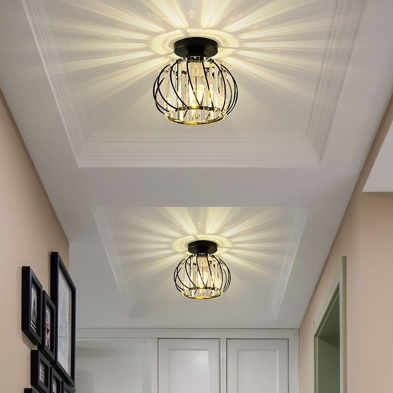 Luminaire de plafond de lanterne de Style moderne, luminaire de plafond d'allée en cristal