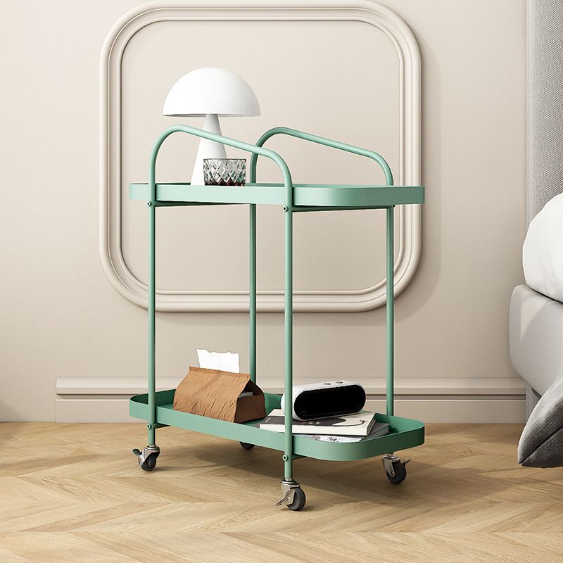 25.2" Tall Metal Side Table Shelf Included End Table with Casters