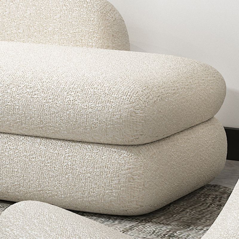 Sloped Arm Curved Sofa Contemporary Tight Back in Beige for Living Room