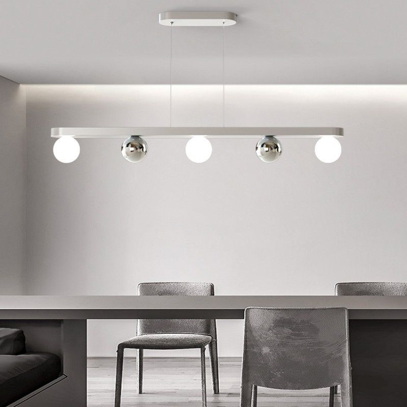 Contemporary Globe Hanging Pendant Lights in White for Dining Room