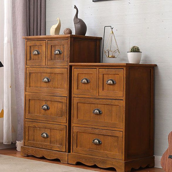 12" W Vintage Vertical Storage Chest Bedroom Solid Wood Lingerie Chest with Drawers